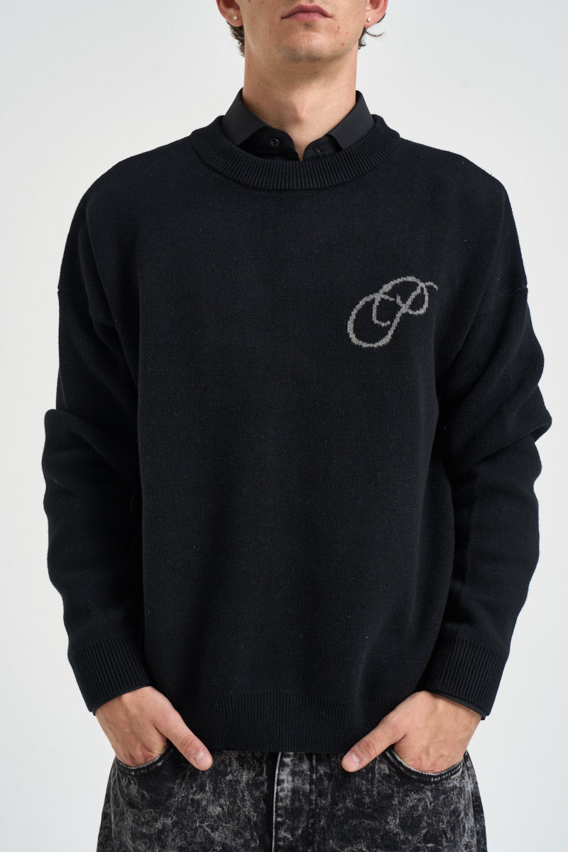 Maglione uomo girocollo nero 1180040 0169 PROHIBITED 