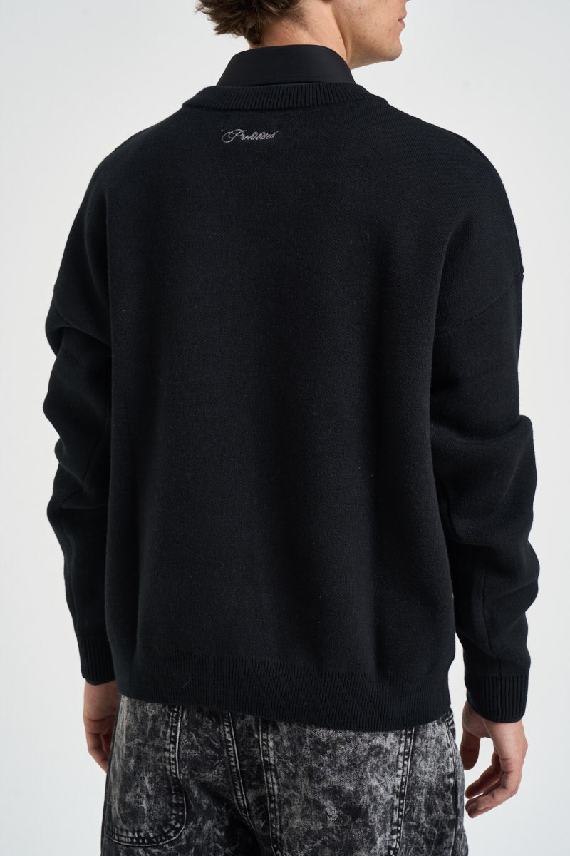 Maglione uomo girocollo nero 1180040 0169 PROHIBITED 