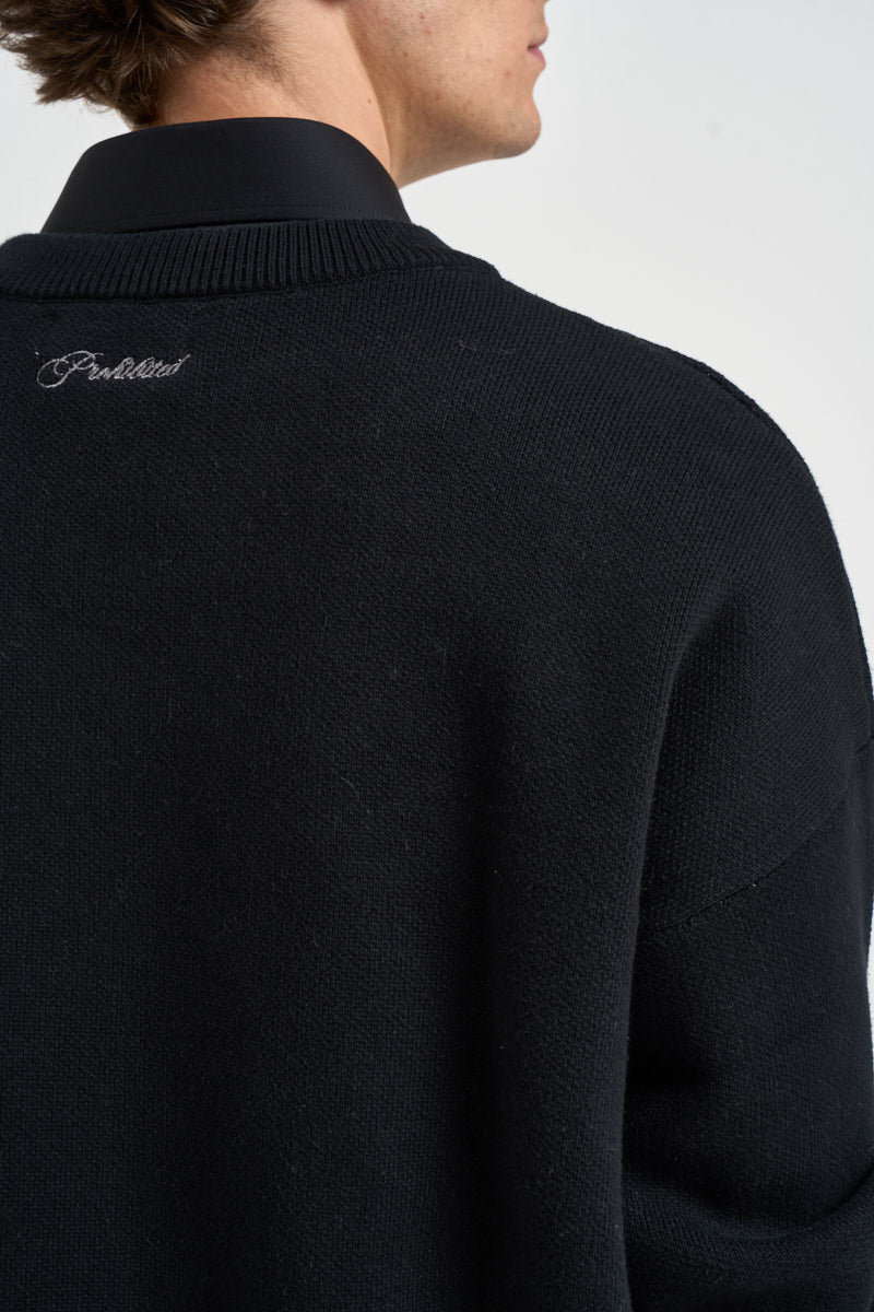 Maglione uomo girocollo nero 1180040 0169 PROHIBITED 