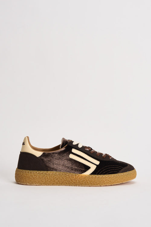 Sneakers donna Velvet marrone e giallo pastello