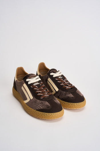 Sneakers donna Velvet marrone e giallo pastello - 3