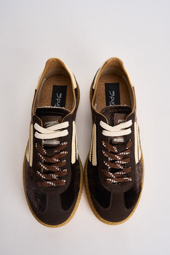 Sneakers donna Velvet marrone e giallo pastello - 6