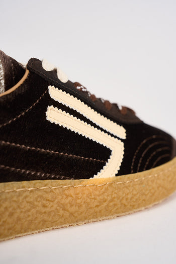 Sneakers donna Velvet marrone e giallo pastello - 9