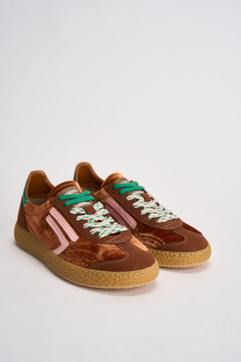 Sneakers donna Velvet marrone, rosa e verde - 3