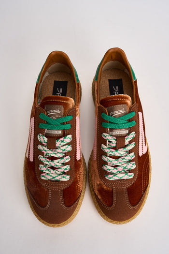 Sneakers donna Velvet marrone, rosa e verde - 5