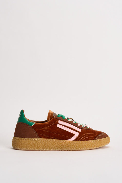 Sneakers donna Velvet marrone, rosa e verde