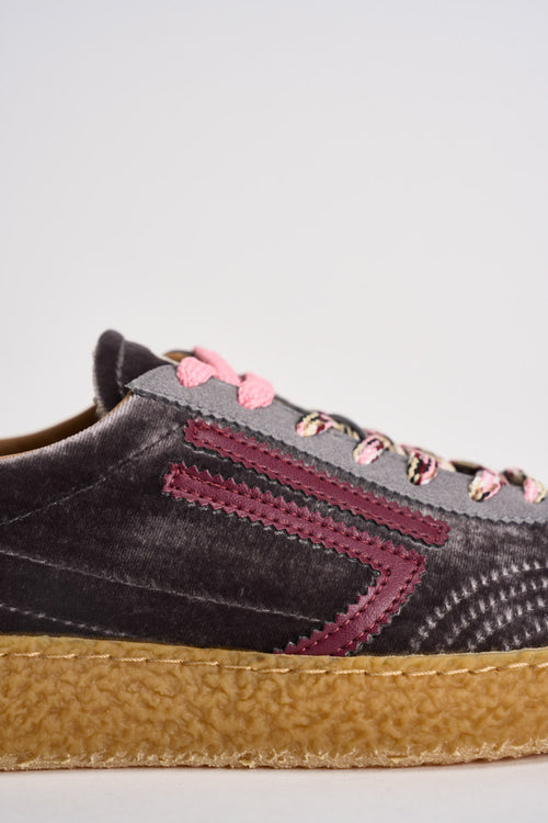 Sneakers donna Velvet grigie, rosa e bordeaux - 2