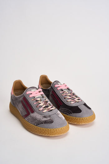 Sneakers donna Velvet grigie, rosa e bordeaux - 3