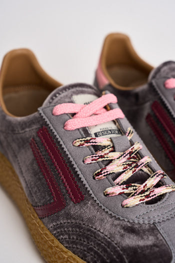 Sneakers donna Velvet grigie, rosa e bordeaux - 5