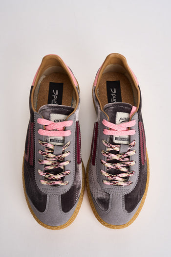 Sneakers donna Velvet grigie, rosa e bordeaux - 6