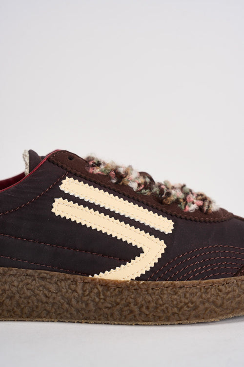 Sneakers donna marroni, bordeaux e panna - 2