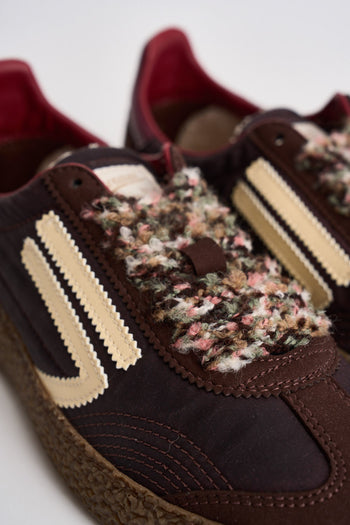 Sneakers donna marroni, bordeaux e panna - 6
