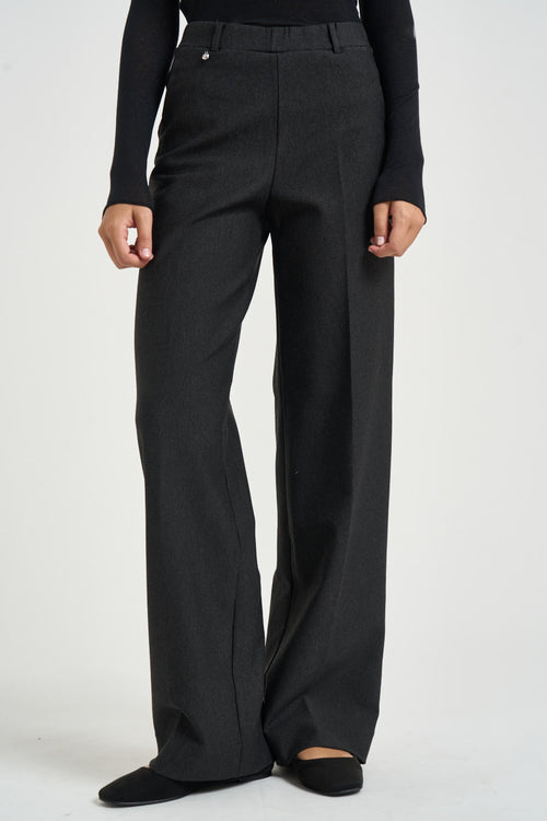 Pantalone donna a gamba larga grigio scuro - 1