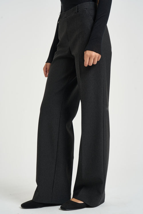 Pantalone donna a gamba larga grigio scuro - 2