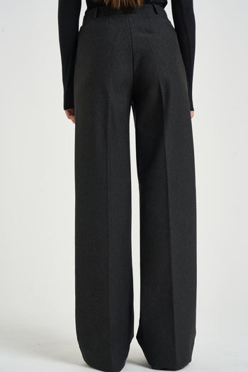 Pantalone donna a gamba larga grigio scuro - 3