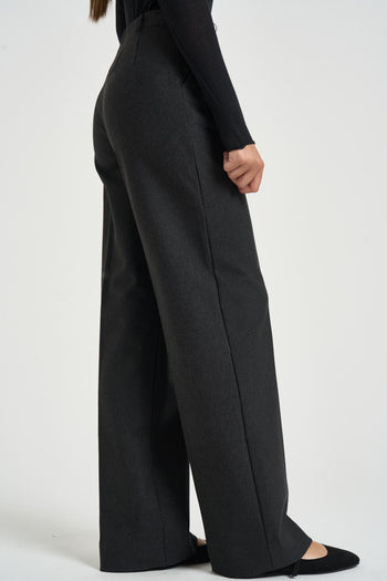 Pantalone donna a gamba larga grigio scuro - 4