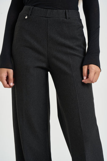 Pantalone donna a gamba larga grigio scuro - 5