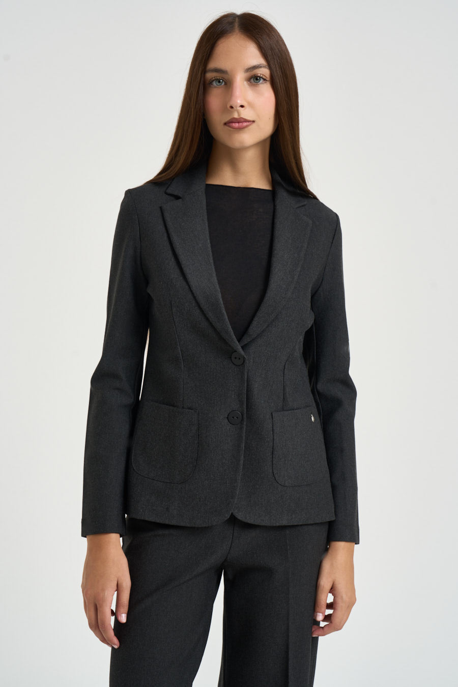 Giacca donna monopetto grigio scuro DO23GA 489MOSCURO RAGNO 