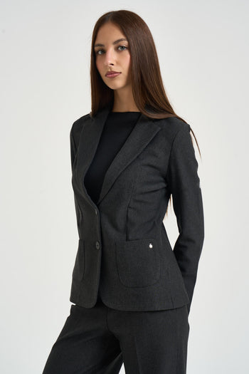 Giacca donna monopetto grigio scuro - 4