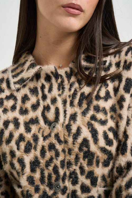 Giacca donna animalier beige e nero - 2