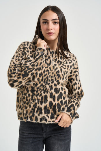 Giacca donna animalier beige e nero - 3