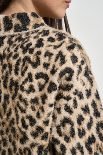 Giacca donna animalier beige e nero - 5