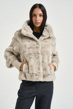 Giubbotto donna in ecopelliccia panna FELINE BIRCH RINO & PELLE 