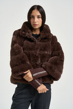 Giubbotto donna in ecopelliccia moro FELINE COFFEEROAST RINO & PELLE 