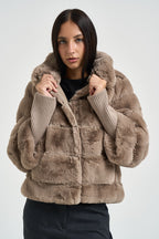 Giubbotto donna in ecopelliccia tortora FELINE MOCHALATTE RINO & PELLE 