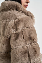 Giubbotto donna in ecopelliccia tortora FELINE MOCHALATTE RINO & PELLE 