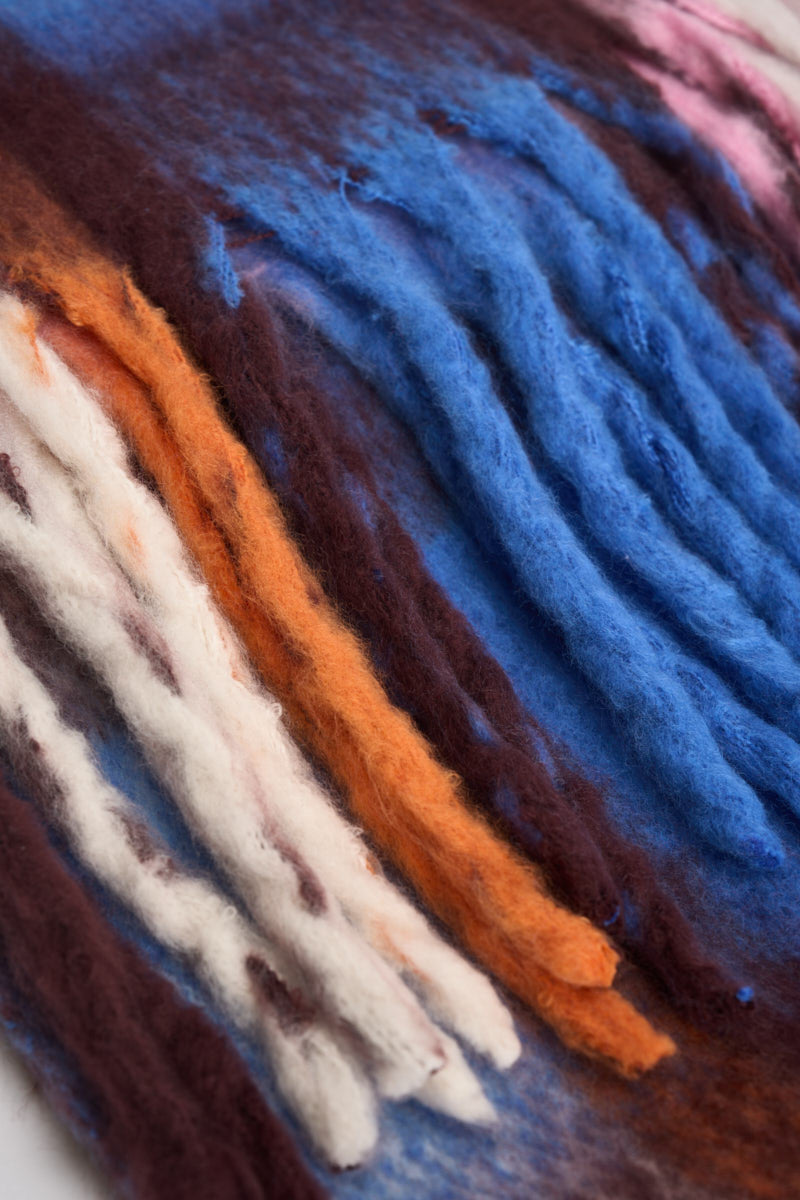 Sciarpa donna con frange multicolore HIBBE BLUEFUDGECHECK RINO & PELLE 