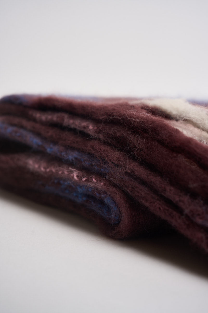 Sciarpa donna con frange multicolore HIBBE BLUEFUDGECHECK RINO & PELLE 