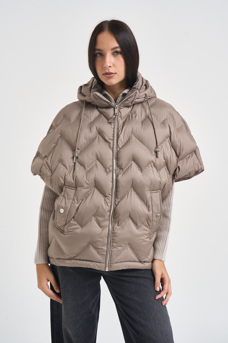Piumino donna Hilary a maniche corte tortora HILARY TOFFEE RINO & PELLE 