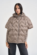 Piumino donna Hilary a maniche corte tortora HILARY TOFFEE RINO & PELLE 