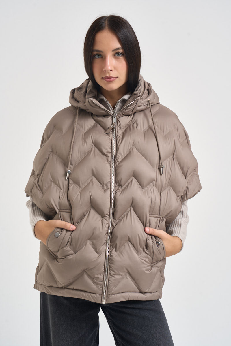 Piumino donna Hilary a maniche corte tortora HILARY TOFFEE RINO & PELLE 