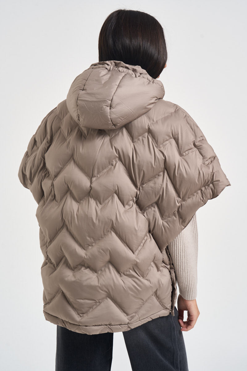Piumino donna Hilary a maniche corte tortora HILARY TOFFEE RINO & PELLE 