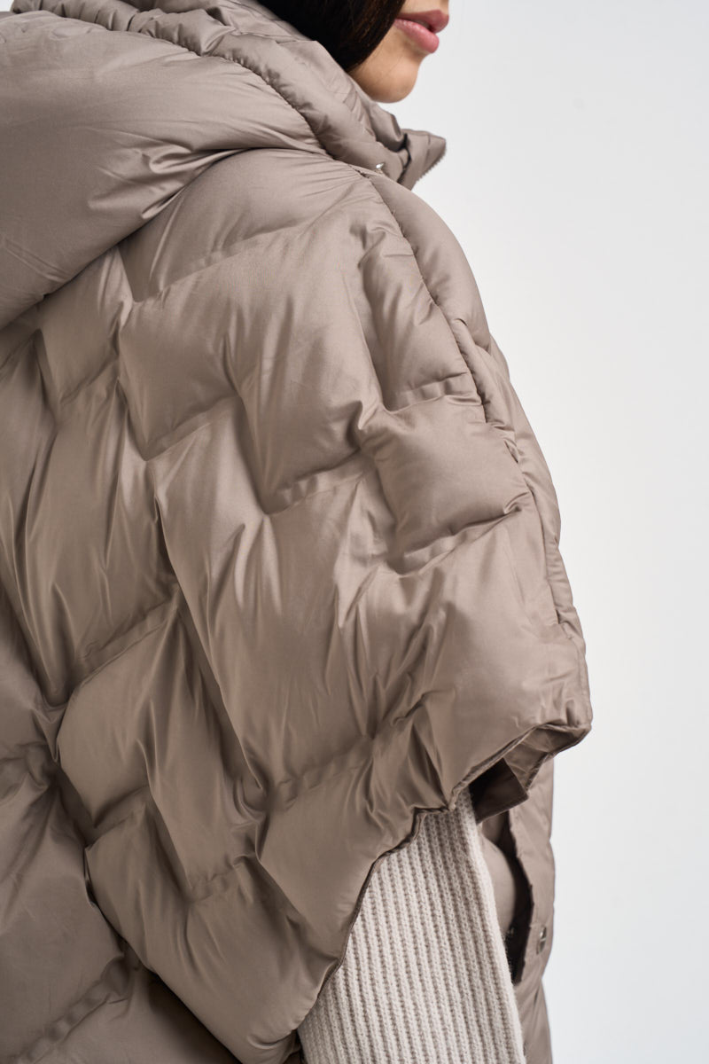 Piumino donna Hilary a maniche corte tortora HILARY TOFFEE RINO & PELLE 