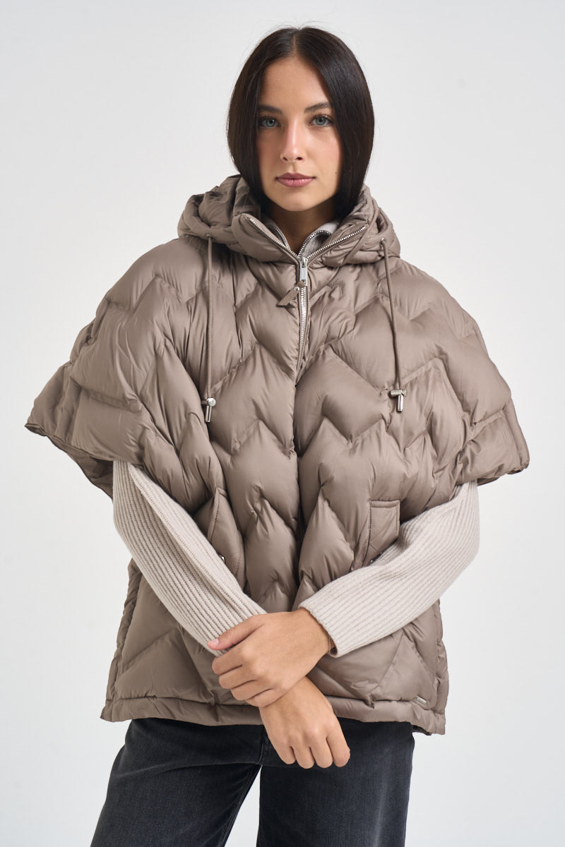 Piumino donna Hilary a maniche corte tortora HILARY TOFFEE RINO & PELLE 