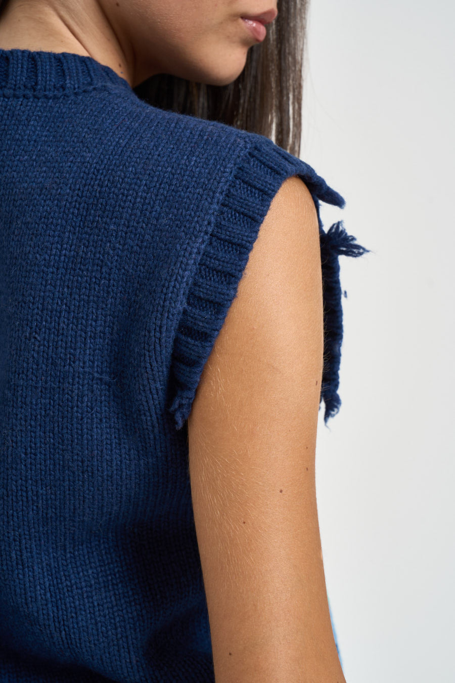 Gilet donna in maglia blu ALPINEVEST MIXBLUE ROY ROGER'S 