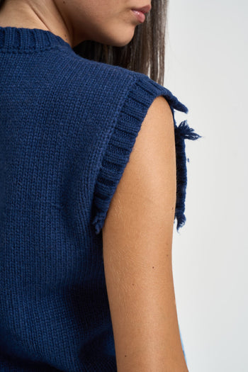 Gilet donna in maglia blu - 6