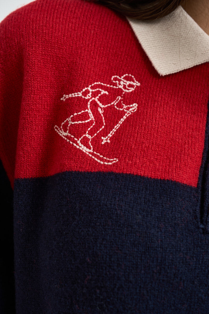 Maglia donna polo in lana a righe CLUBPOLO BLUENAVY ROY ROGER'S 