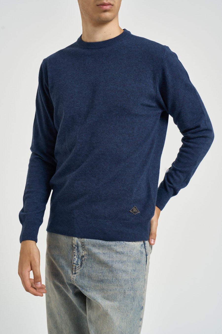 Maglia uomo girocollo blu mèlange CREWNECK DENIM ROY ROGER'S 