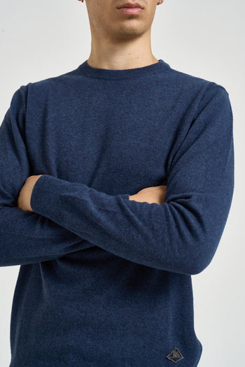 Maglia uomo girocollo blu mèlange - 3