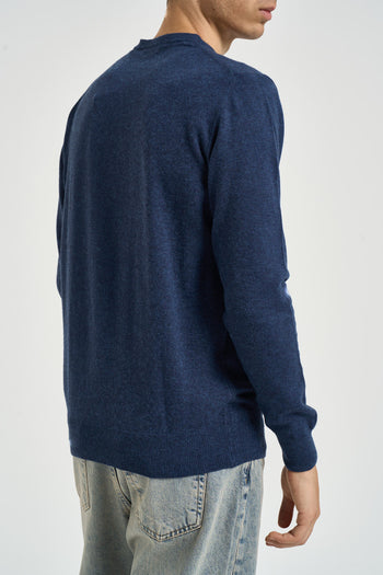 Maglia uomo girocollo blu mèlange - 4