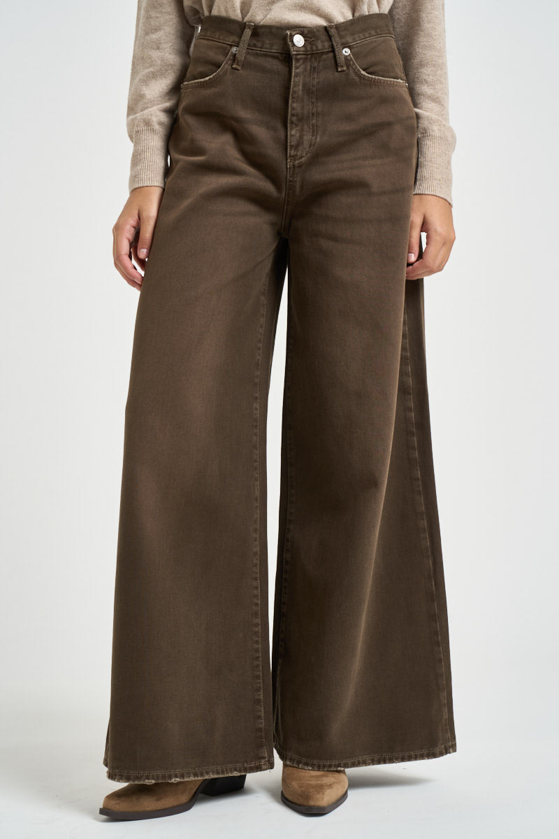 Jeans donna gamba larga marrone KAORI BROWN ROY ROGER'S 