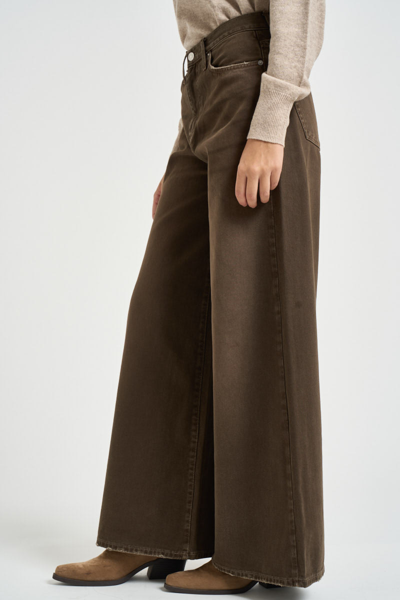 Jeans donna gamba larga marrone KAORI BROWN ROY ROGER'S 