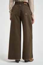 Jeans donna gamba larga marrone KAORI BROWN ROY ROGER'S 