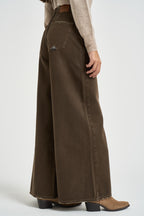 Jeans donna gamba larga marrone KAORI BROWN ROY ROGER'S 