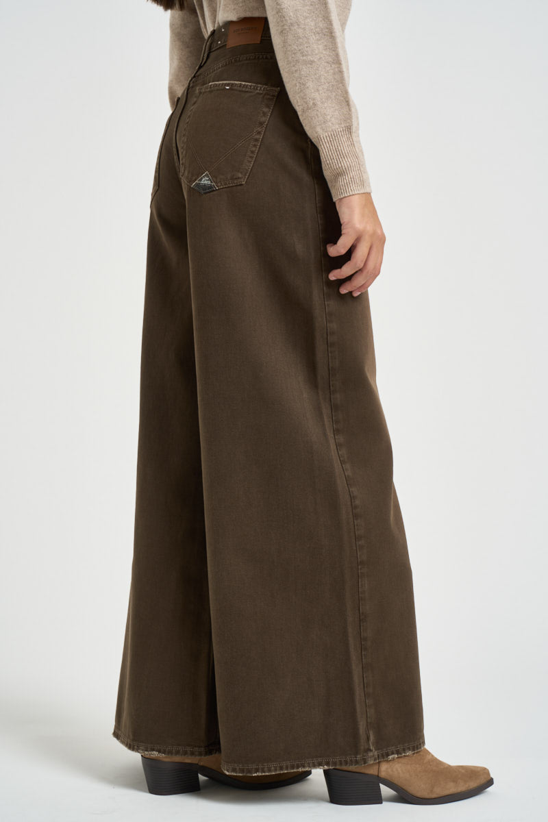 Jeans donna gamba larga marrone KAORI BROWN ROY ROGER'S 