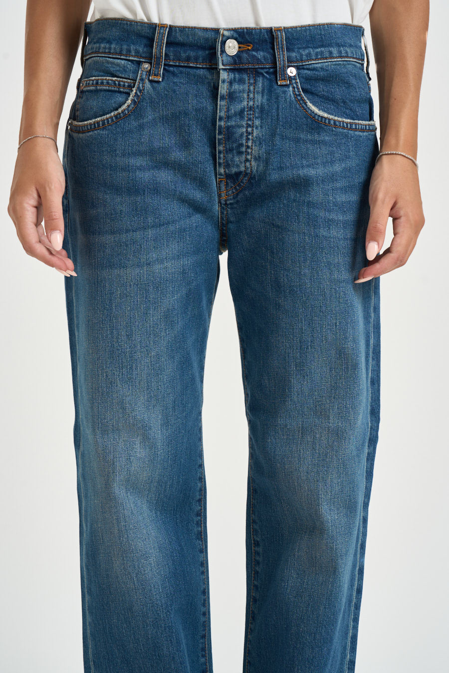 Jeans donna straight fit blu NEWOSCAR STONE74 ROY ROGER'S 